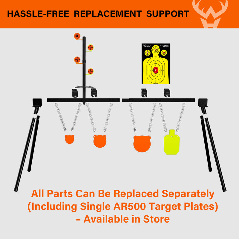 Load image into Gallery viewer, 3/8&quot; AR500 Steel Targets System 4&quot;, 6&quot;, 8&quot;  Gongs and 7&quot;x 12&quot; Silhouette with Stand, .22 Rimfire Dueling Tree and 12&quot; X 18&quot; Silhouette Paper Sheets
