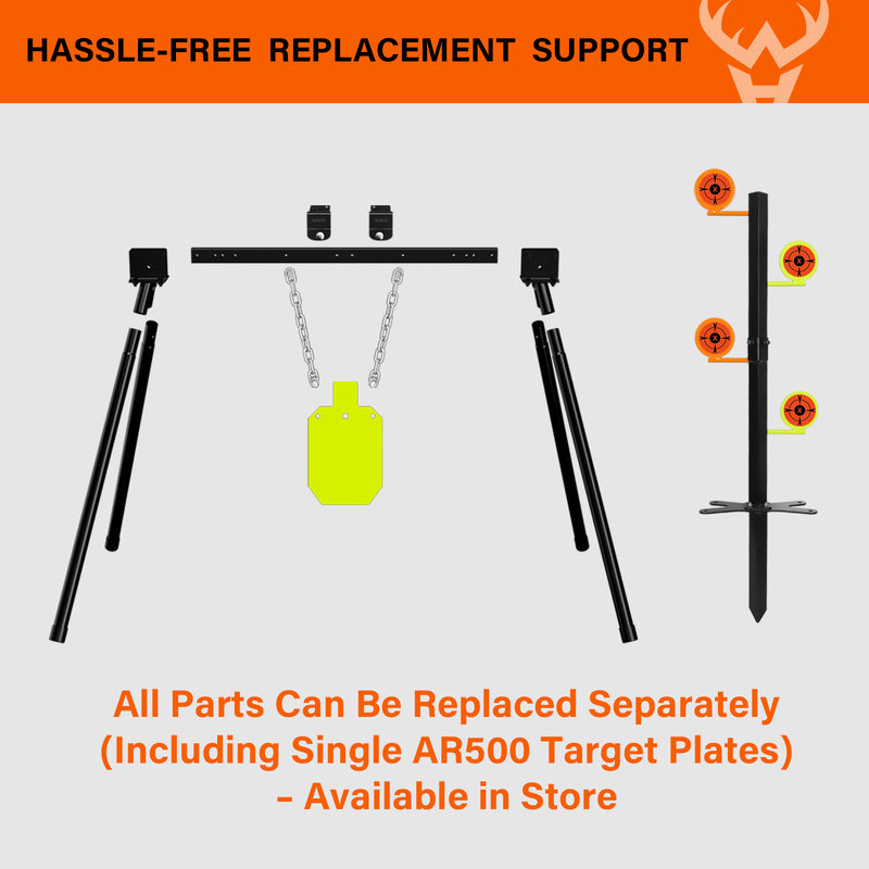 Load image into Gallery viewer, 3/8&quot; AR500 Steel Targets System 7&quot;x 12&quot; Silhouette  with Stand and .22 Rimfire Dueling Tree
