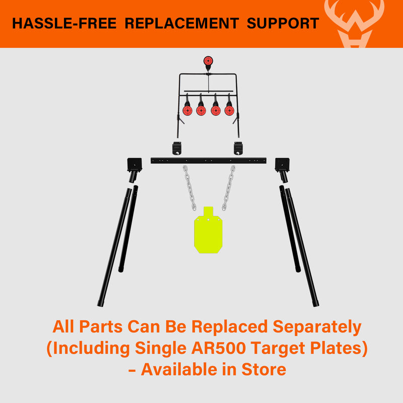 Load image into Gallery viewer, 3/8&quot; AR500 Steel Targets System 7&quot;x 12&quot; Silhouette with Stand and Air Gun Resetting Target
