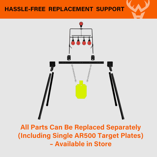 3/8" AR500 Steel Targets System 7"x 12" Silhouette with Stand and Air Gun Resetting Target