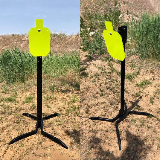 X-leg Base Stand + 2X4 Target Hanger + 3/8" Thick 10" X 16" Torso + Adjustable Steel Post