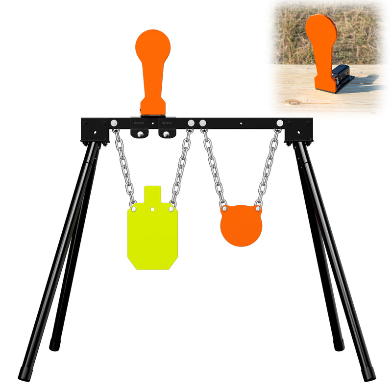 Load image into Gallery viewer, 3/8&quot; AR500 Steel Targets System 6&quot;  Gong and 7&quot;x 12&quot; Silhouette with Stand and Auto Reset Popper
