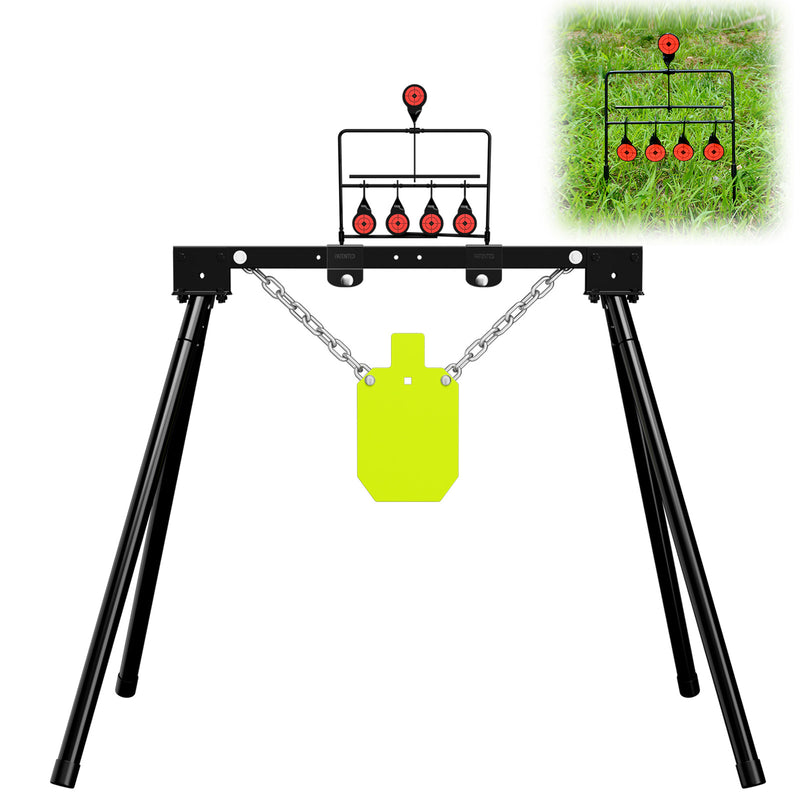 Load image into Gallery viewer, 3/8&quot; AR500 Steel Targets System 7&quot;x 12&quot; Silhouette with Stand and Air Gun Resetting Target
