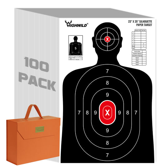 Shooting Range Silhouette Paper Target - 23X35 Inches (100 Pack, White & Black)