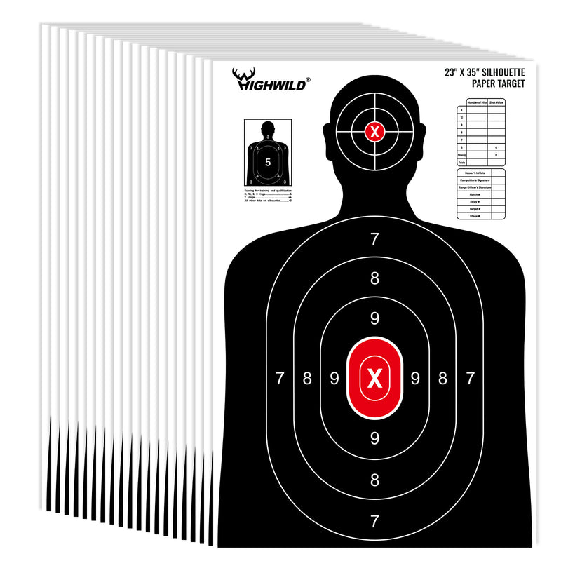 Load image into Gallery viewer, Shooting Range Silhouette Paper Target - 23X35 Inches  (20 Pack, White &amp; Black)
