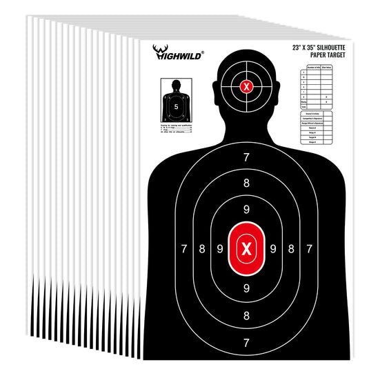 Shooting Range Silhouette Paper Target - 23X35 Inches  (20 Pack, White & Black)