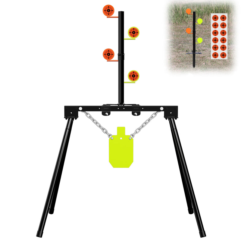Load image into Gallery viewer, 3/8&quot; AR500 Steel Targets System 7&quot;x 12&quot; Silhouette  with Stand and .22 Rimfire Dueling Tree
