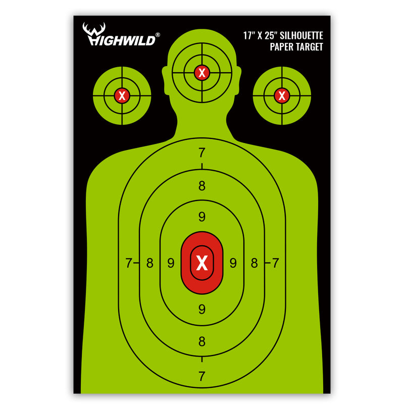 Load image into Gallery viewer, Shooting Range Silhouette Paper Target - 17X25 Inches (Black &amp; Green)
