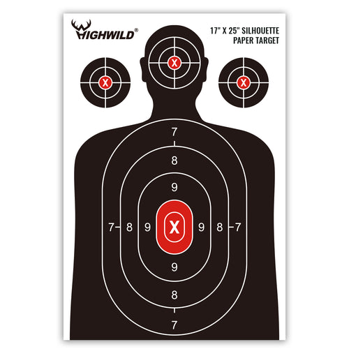 Shooting Range Silhouette Paper Target - 17X25 Inches (White & Black)