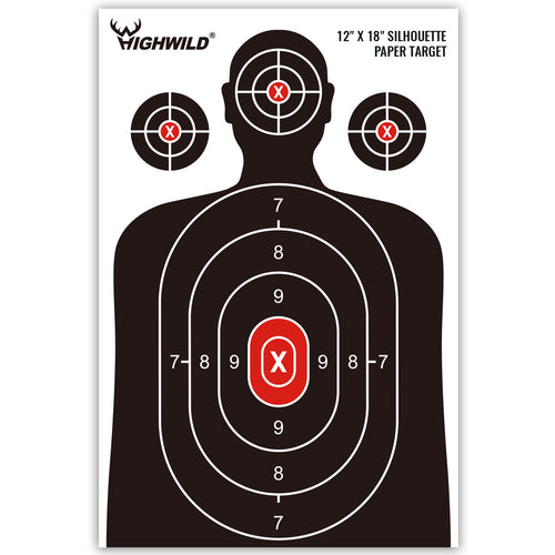 Shooting Range Silhouette Paper Target - 12X18 Inches (50 Pack)