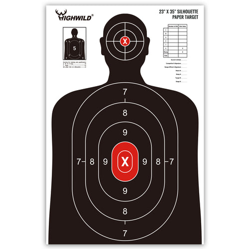 Shooting Range Silhouette Paper Target - 23X35 Inches  (20 Pack, White & Black)