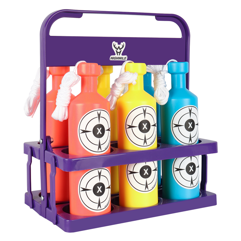 Load image into Gallery viewer, Plastic Bottle Targets for Shooting - with Hanging Rope and Foldable Storage Rack (Red/Yellow/Blue)
