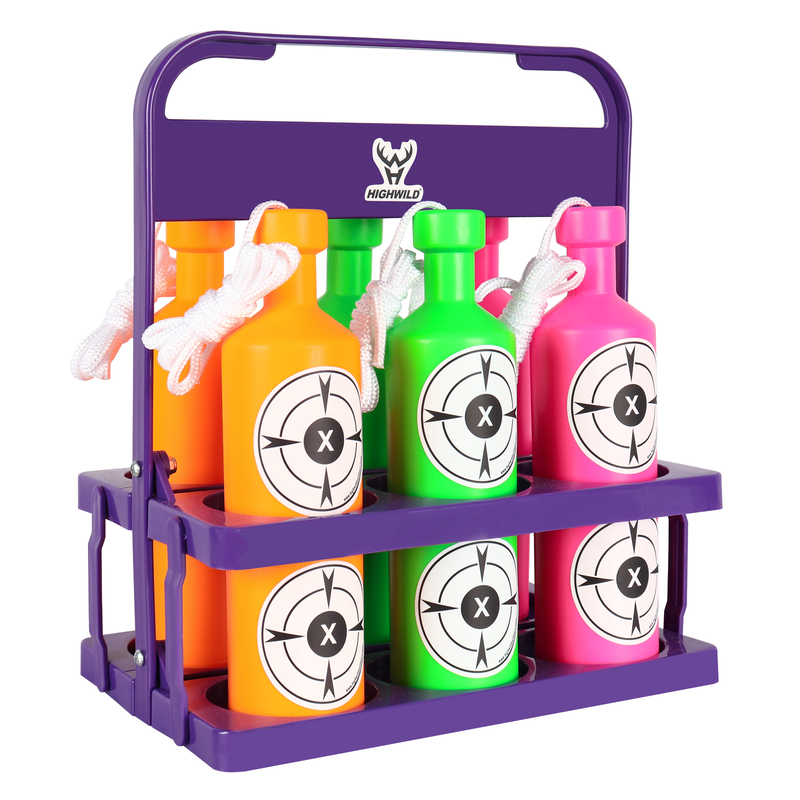Load image into Gallery viewer, Plastic Bottle Targets for Shooting - with Hanging Rope and Foldable Storage Rack (Orange/Green/Pink)
