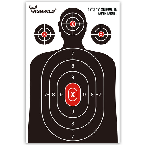Shooting Range Silhouette Paper Target - 12X18 Inches (25 Pack)