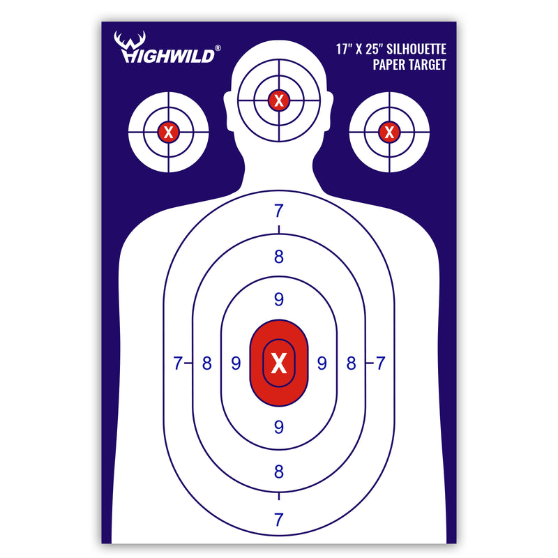 Load image into Gallery viewer, Shooting Range Silhouette Paper Target - 17X25 Inches (Navy Blue &amp; White)
