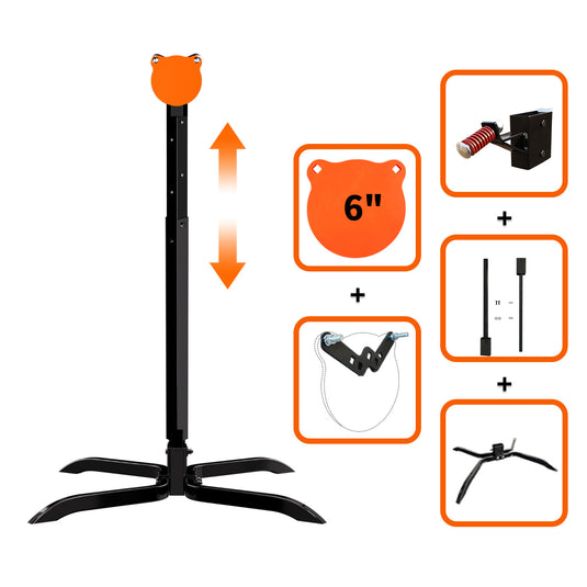 X-leg Base Stand + 2X4 Target Hanger + 3/8" Thick 6" Gong + Adjustable Steel Post