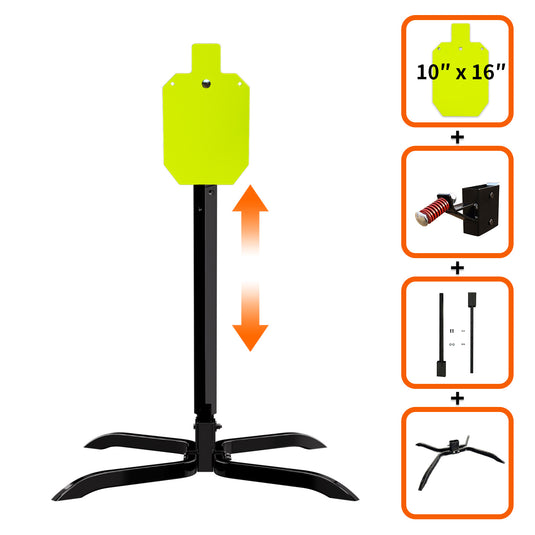 X-leg Base Stand + 2X4 Target Hanger + 3/8" Thick 10" X 16" Torso + Adjustable Steel Post