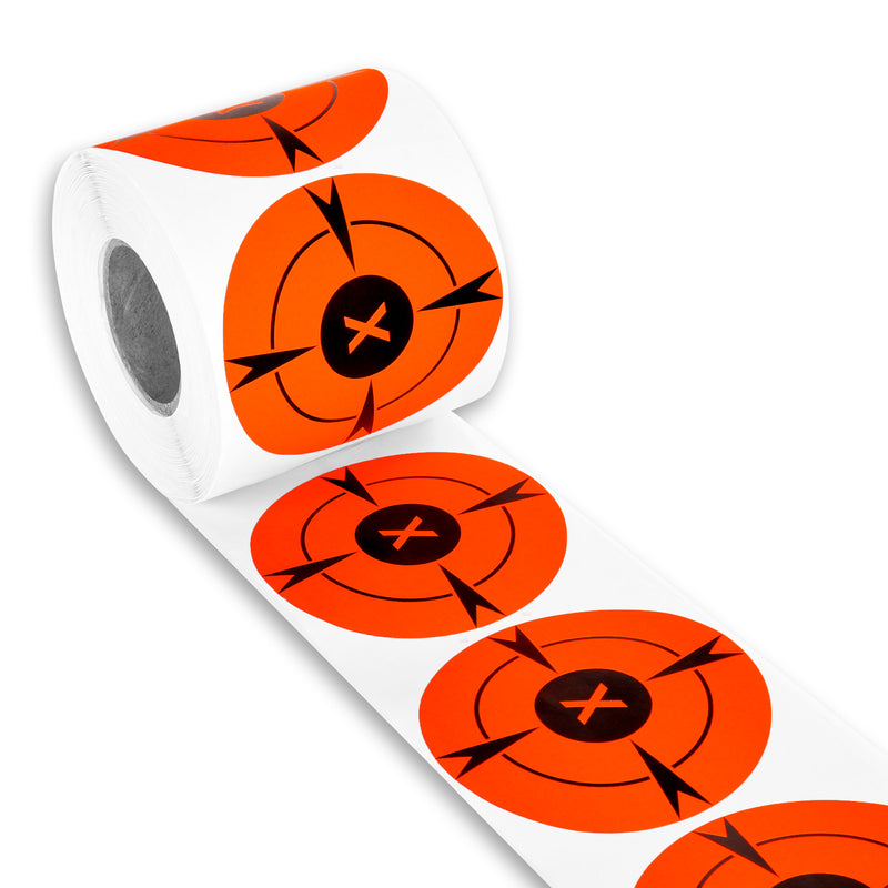 Load image into Gallery viewer, 250 Pack of 3-inch Fluorescent Orange Bullseye Adhesive Target Stickers

