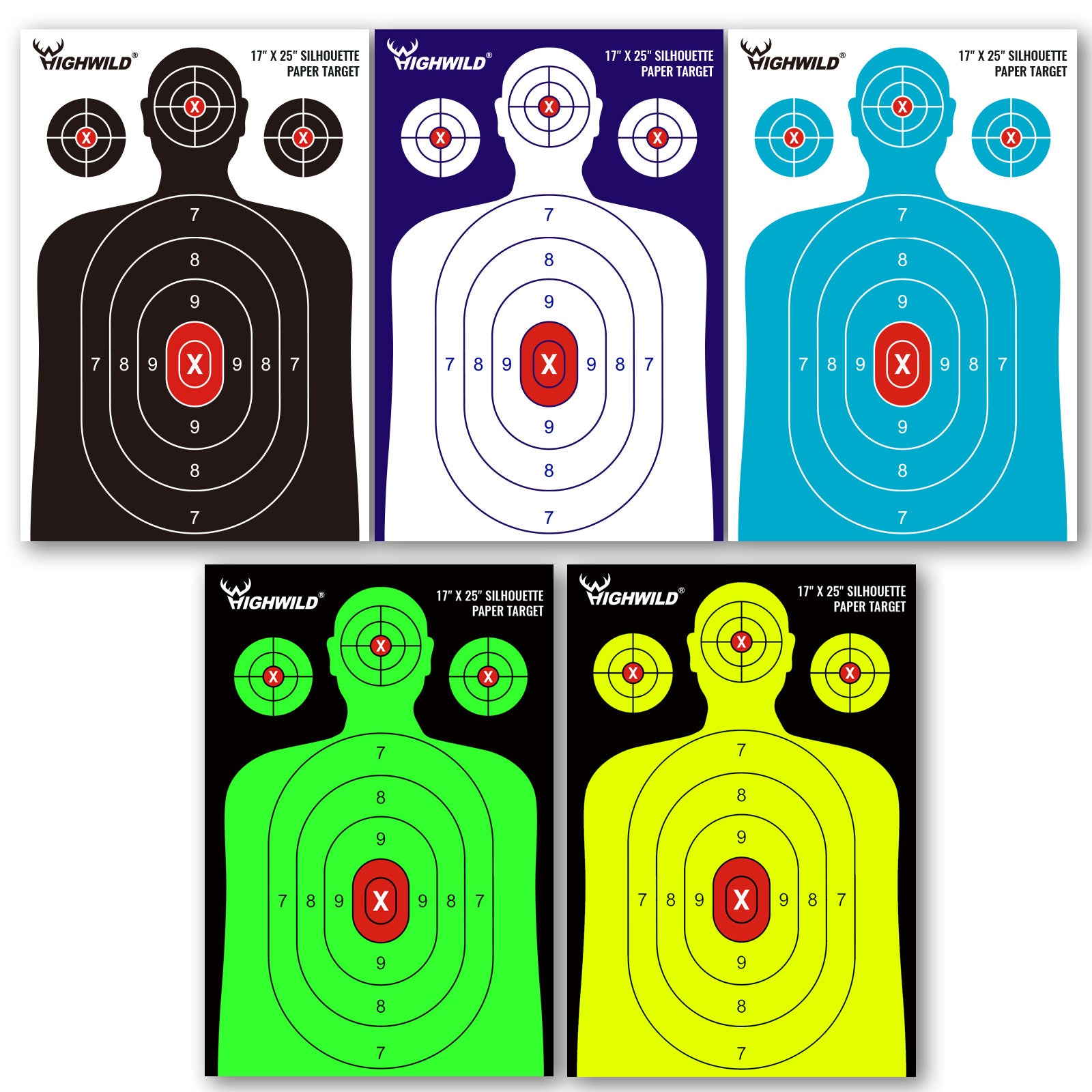 Shooting Range Silhouette Paper Target - 17X25 Inches (Multi Color ...