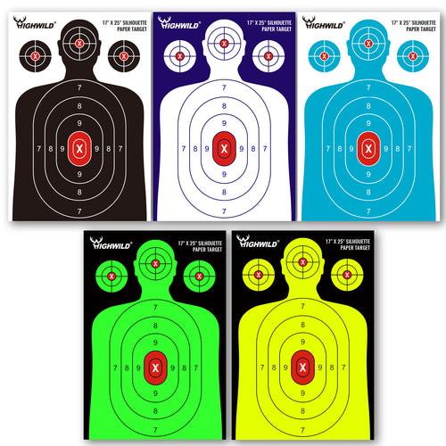 Shooting Range Silhouette Paper Target - 17X25 Inches (Multi Color)