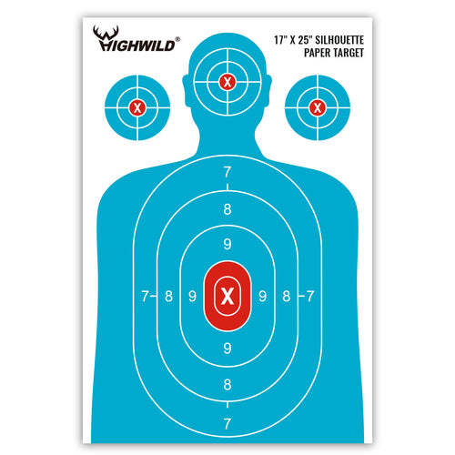 Shooting Range Silhouette Paper Target - 17X25 Inches (White & Light Blue)