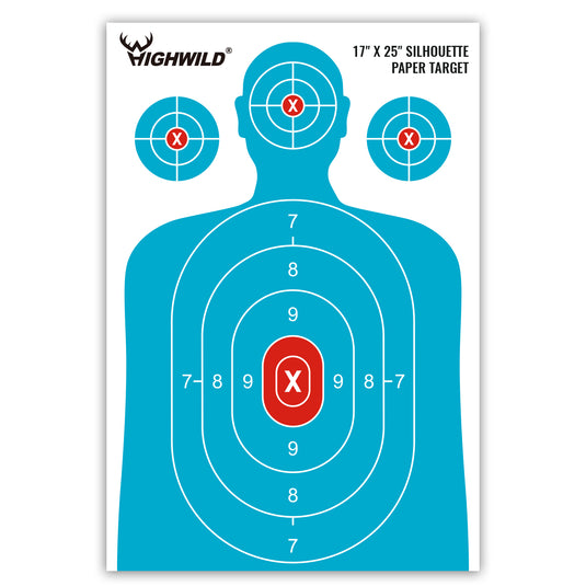 Shooting Range Silhouette Paper Target - 17X25 Inches (White & Light Blue)