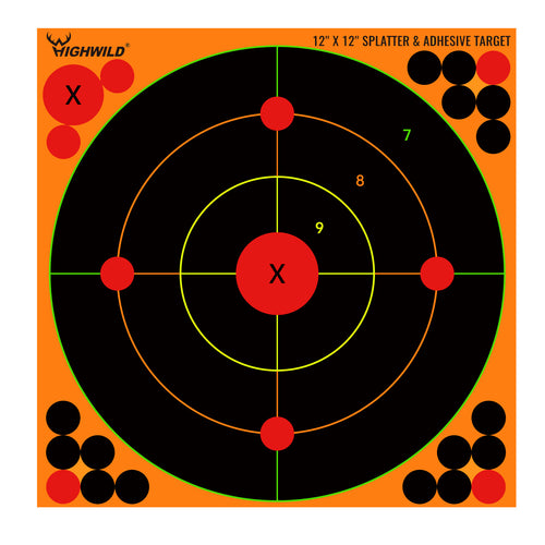 Stick Splatter Adhesive Shooting Targets - Splash Effect of Mutiple Colors - 12 x 12 Inch