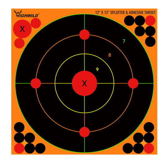 Stick Splatter Adhesive Shooting Targets - Splash Effect of Mutiple Colors - 12 x 12 Inch