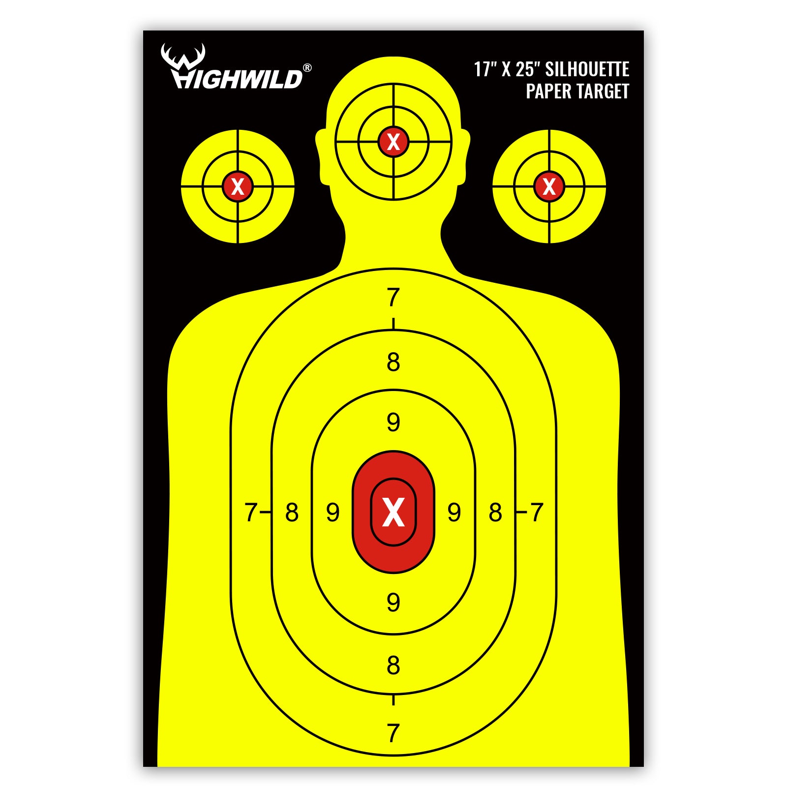 Shooting Range Silhouette Paper Target - 17X25 Inches (Black & Yellow ...