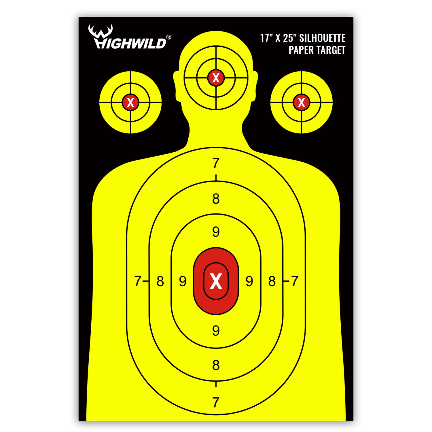 Yellow Target Set Shooting Range Silhouette Paper Target - 17X25 Inches (Black & Yellow ...