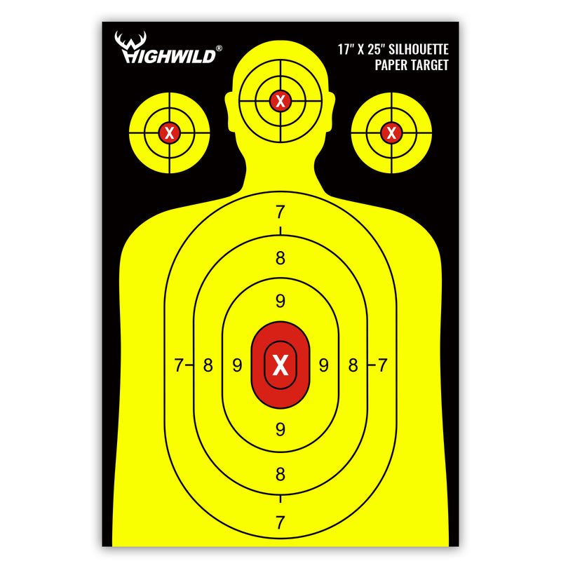 Load image into Gallery viewer, Shooting Range Silhouette Paper Target - 17X25 Inches (Black &amp; Yellow)
