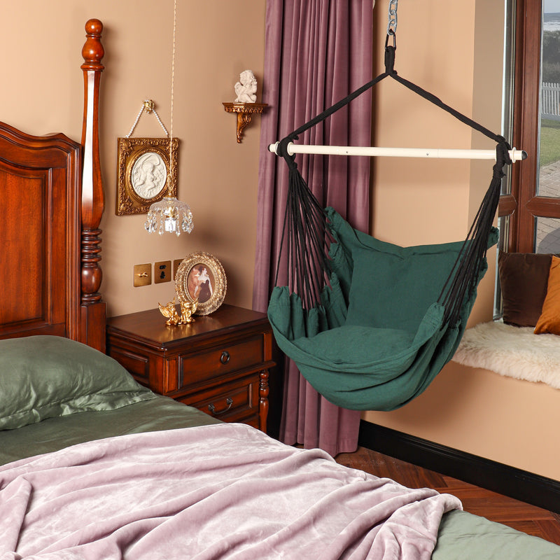 Load image into Gallery viewer, Hanging Hammock Chair with Cushions - Green
