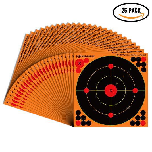 Stick Splatter Adhesive Bullseye Shooting Targets - 12x12 Inch