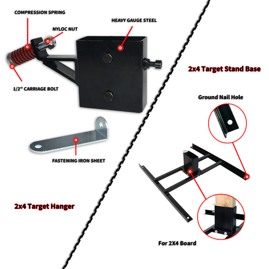 Double T-Shaped Base Stand + Mounting Kit + 7" X 12" Hostage Target