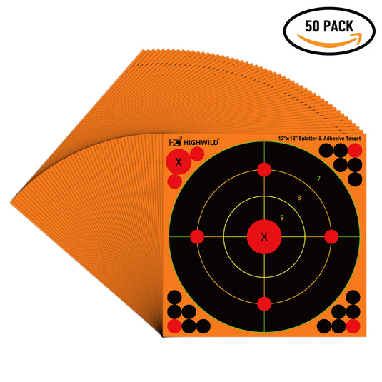 Stick Splatter Adhesive Bullseye Shooting Targets - 12x12 Inch