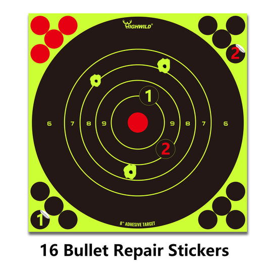 8” Stick Splatter Adhesive Bullseye Bright Fluorescent Yellow Shooting Targets  - 50 Pack