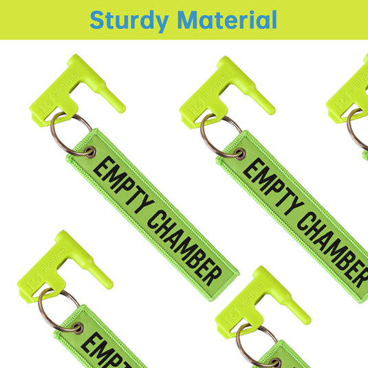 10 Pack Chamber Safety Flag for Most Common Calibers with Green Key Chain Tags