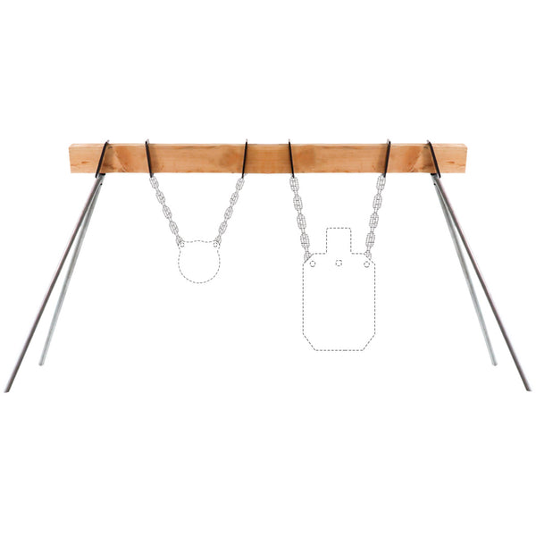 thumbnail interactive-video image 1 of Highwild AR500 Steel Shooting Target Stand System – 1 Stand, Chains, 4+6 Inch Gongs, 35" Height 1 of 3