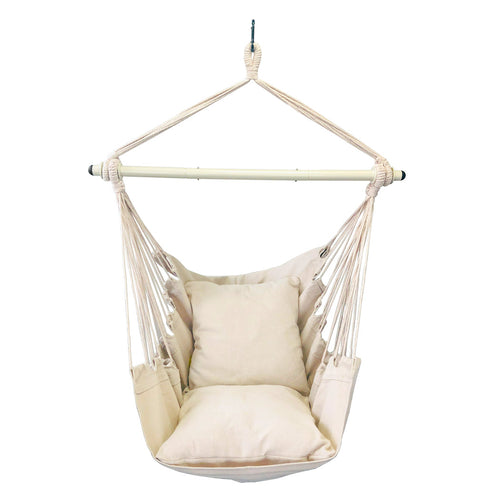 Hanging Hammock Chair with Cushions - Beige